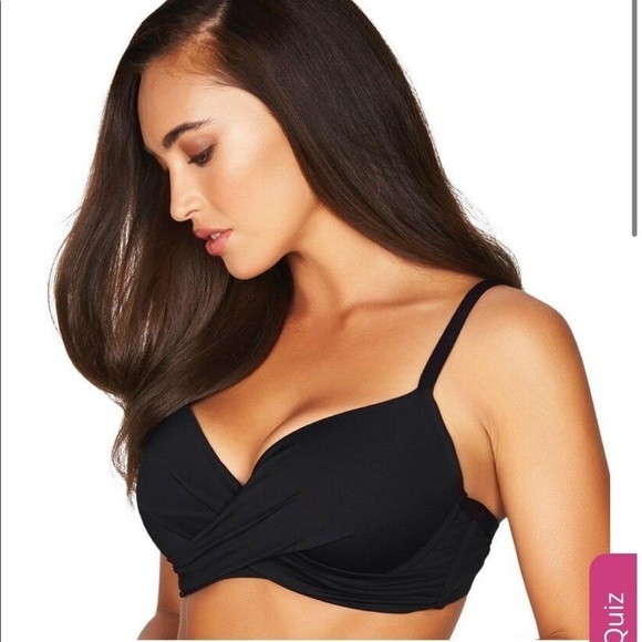 Sea Level black Essentials Cross Front Moulded Underwire Bikini Top US 12 NWOT - Picture 3 of 11